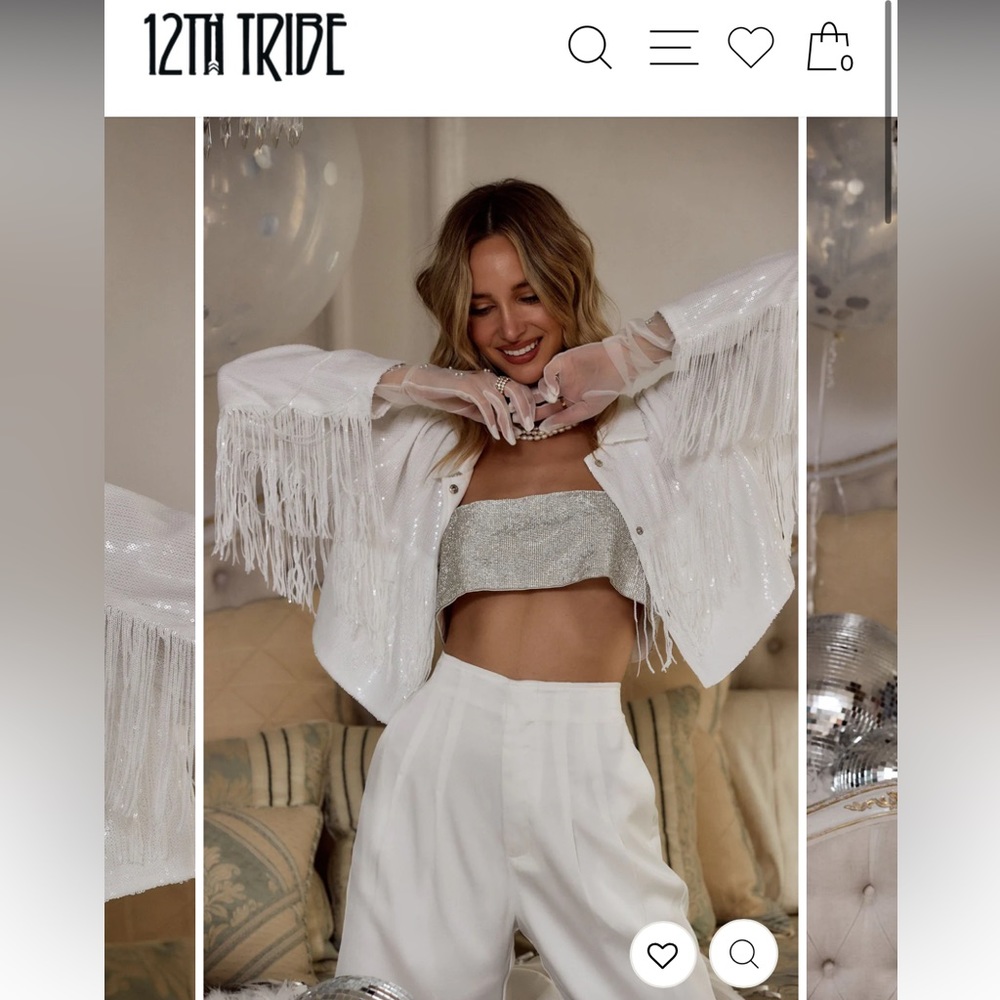 12th Tribe Sequin Fringe Cropped Jacket